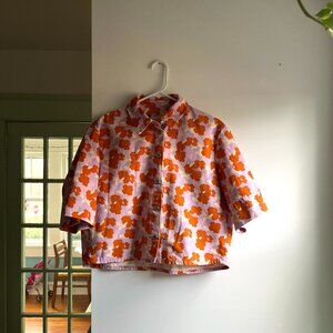 Zara Poppy Floral The Connie Shirt Top Size Small NWT